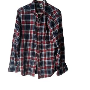 Uniqlo Men Plaid Flannel Long Sleeve Button Up Shirt Size Medium Outdoor‎ Cabin